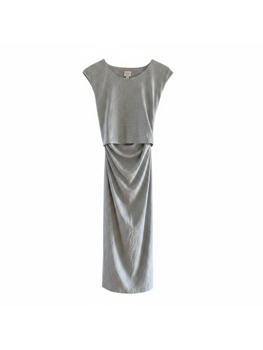 BOOB Design Grey Draped Midi Dress Tie Waist Maternity Nursing L